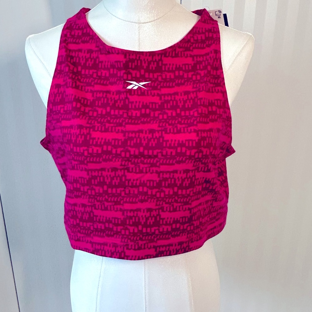 NWT Reebok cotton crop pink pattern tank top Size 2X
